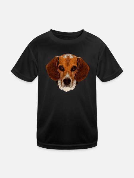 jagdhunde, Beagle leinwand optik - Kinder Funktions-T-Shirt - Schwarz - Vorne