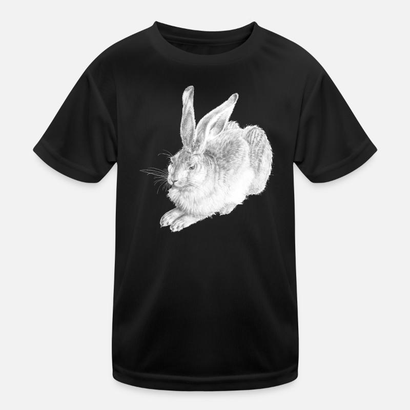 WHITE RABBIT | Schneehase nach Albrecht Dürer - Kinder Funktions-T-Shirt - Schwarz
