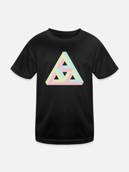 Geometrisches Triaden-Muster in Pastellfarben - Kinder Funktions-T-Shirt - Schwarz