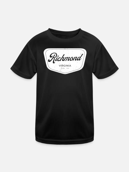 Richmond Virginia Script Emblem - Kinder Funktions-T-Shirt - Schwarz - Vorne