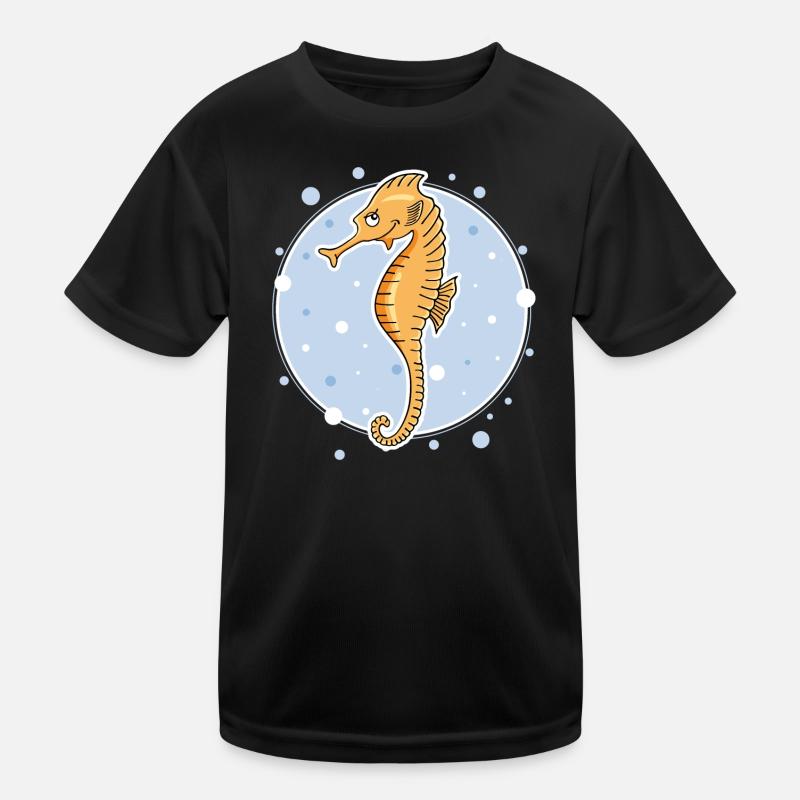 Seepferdchen - Kinder Funktions-T-Shirt - Schwarz