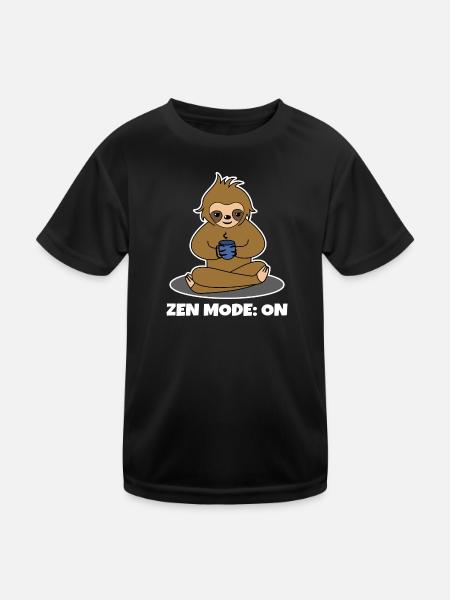 Coffee Drinker Sloth Coffee Cup Coffee Saying - Kids Functional T-Shirt - black - Front