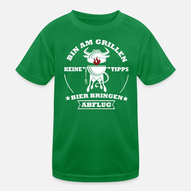 Grillkoch Spruch Logo Mit Kuh BBQ Kinder Funktions-T-Shirt
