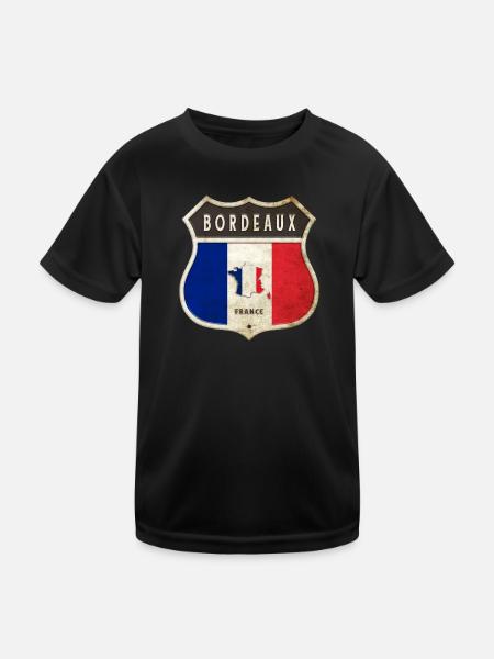 Bordeaux Frankreich Wappen Flaggen Design - Kinder Funktions-T-Shirt - Schwarz - Vorne
