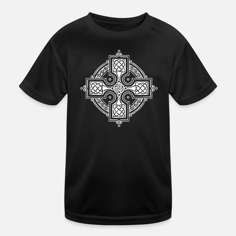 Celtic Cross - Kinder Funktions-T-Shirt - Schwarz
