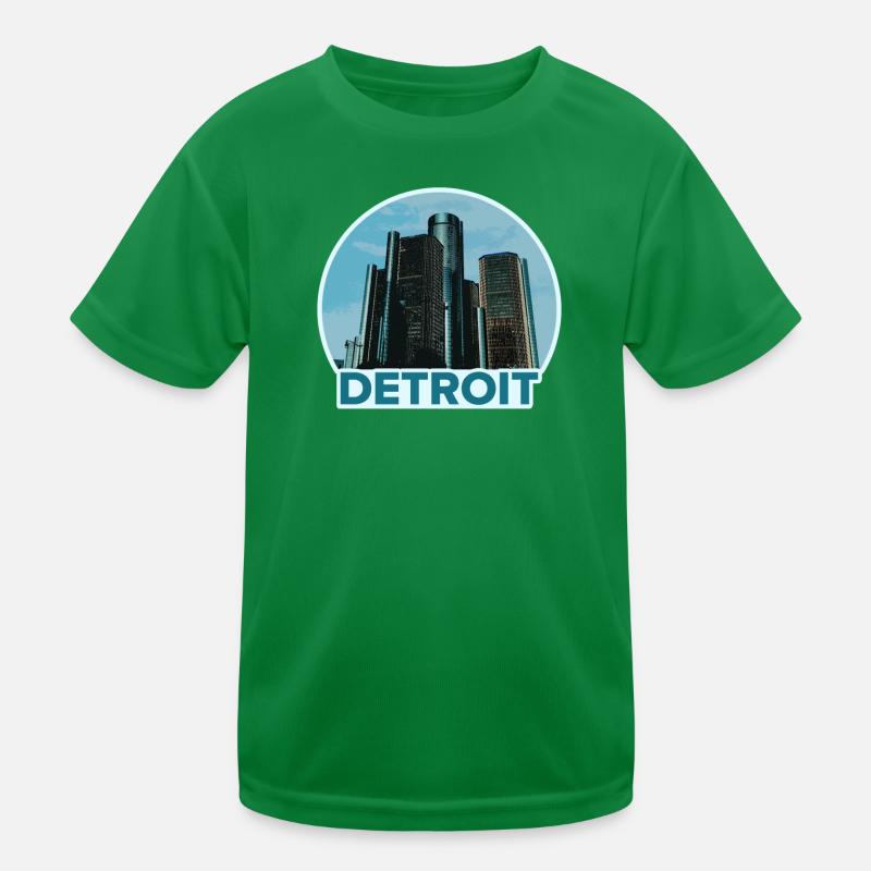 Detroit Stadtskyline Abzeichen Kinder Funktions-T-Shirt
