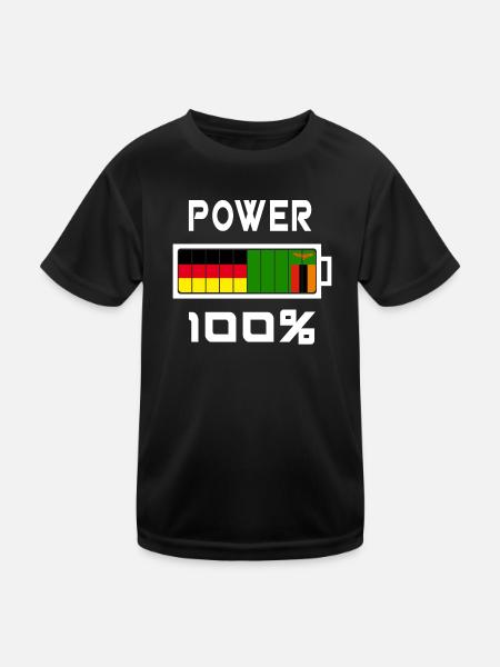 Deutschland und Sambia Power 100% - Kinder Funktions-T-Shirt - Schwarz