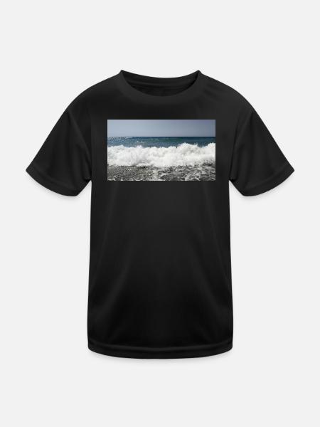 Sea Foam Wave - Kinder Funktions-T-Shirt - Schwarz - Vorne