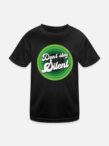 Don't Stay Silent Grün Mental Health - Kinder Funktions-T-Shirt - Schwarz - Vorne