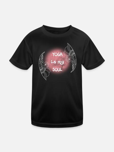 Yoga ist meine Seele Kreis - Kinder Funktions-T-Shirt - Schwarz
