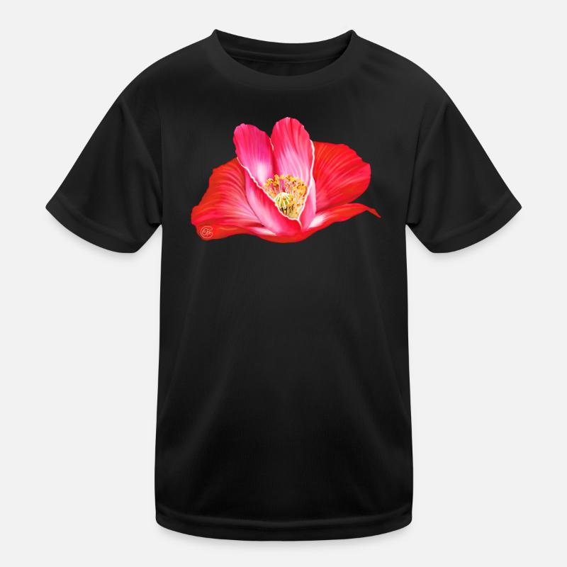 Rote Mohnblume in Herzform Kinder Funktions-T-Shirt