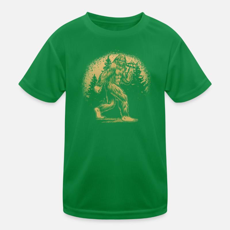 Yéti forestier silhouette orange T-shirt sport Enfant