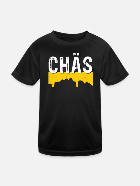 Chäs (SWISS CHEESE) - Kinder Funktions-T-Shirt - Schwarz - Vorne