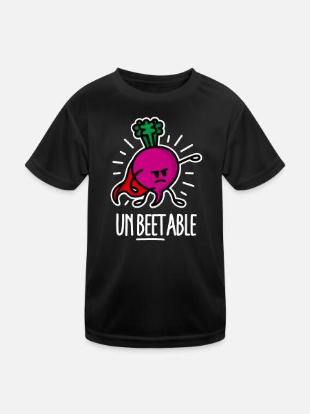 Lustig Rüben Rote Bete Superheld Wortspiel Cartoon - Kinder Funktions-T-Shirt - Schwarz - Vorne