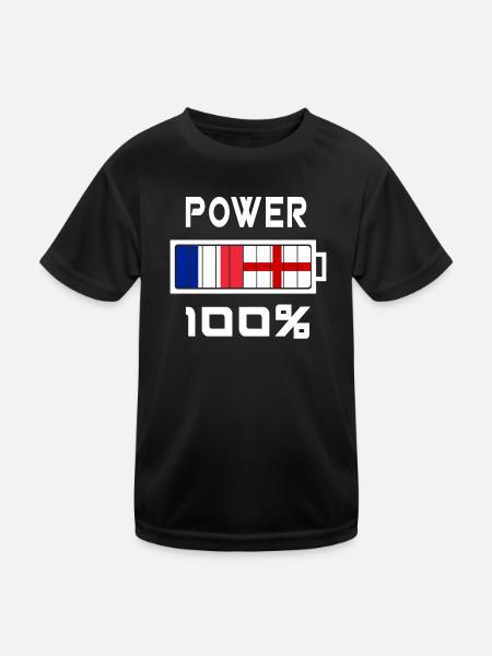 England und Frankreich Power 100% - Kinder Funktions-T-Shirt - Schwarz - Vorne