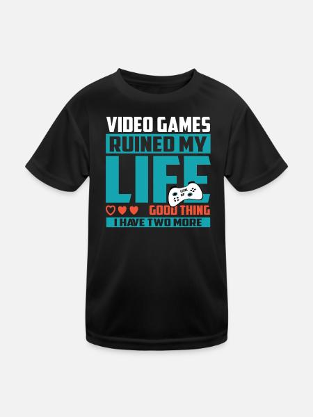 Gamer Extra Leben - Kinder Funktions-T-Shirt - Schwarz - Vorne
