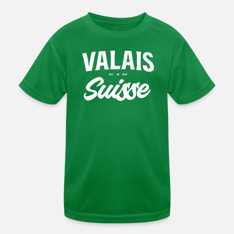 Valais Schweiz Schriftkunst Kinder Funktions-T-Shirt