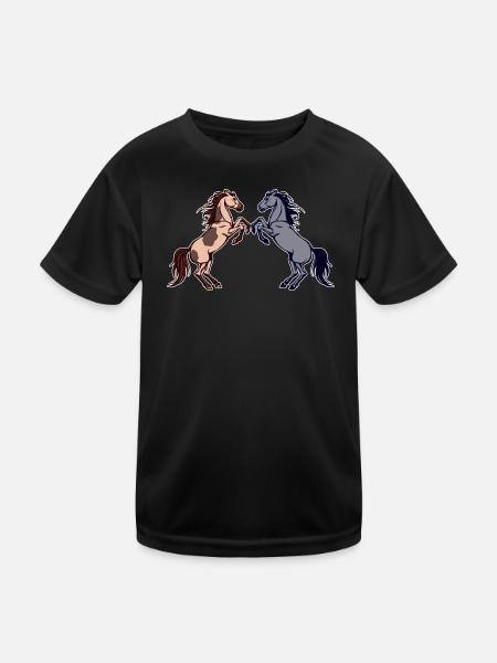 Pferdenarr Galopp Pferdeliebe Islandpferde - Kinder Funktions-T-Shirt - Schwarz - Vorne