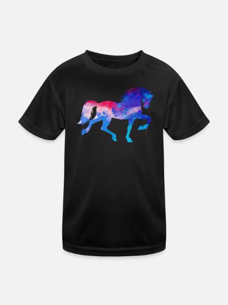 Pferdenarr Hengst Galopp Islandpferde Pferde - Kinder Funktions-T-Shirt - Schwarz - Vorne