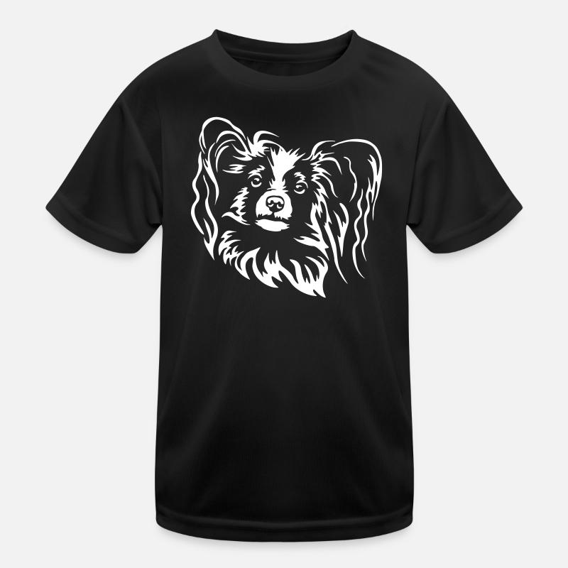 Papillon Kopf "Black Edition" - Kinder Funktions-T-Shirt - Schwarz
