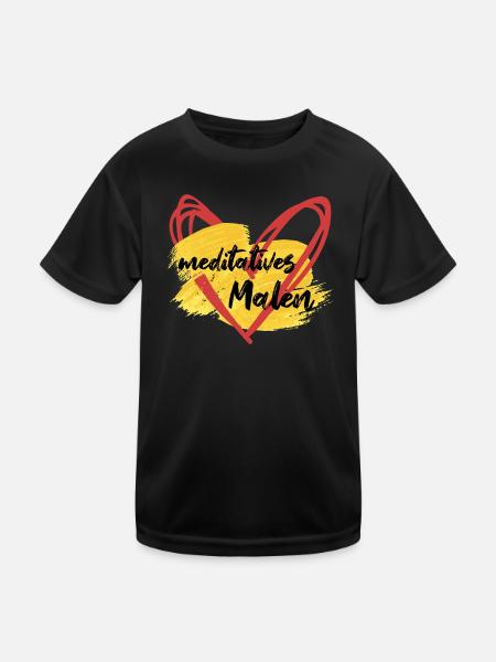 meditatives Malen - Zeichnen zur Entspannung - Kinder Funktions-T-Shirt - Schwarz - Vorne