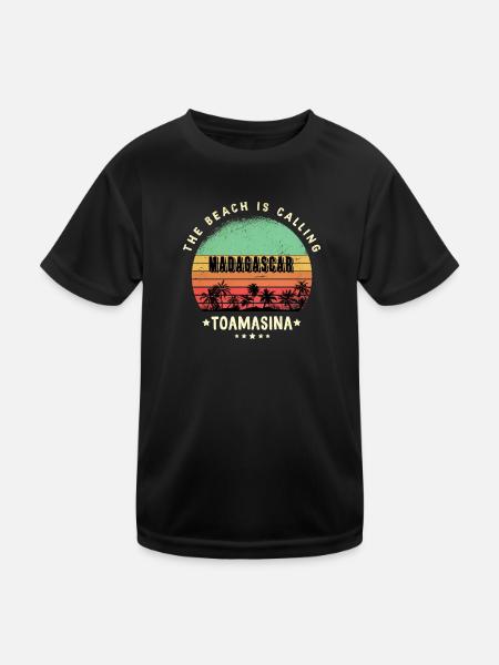 Conception de la plage de Toamasina Madagascar - T-shirt sport Enfant - noir