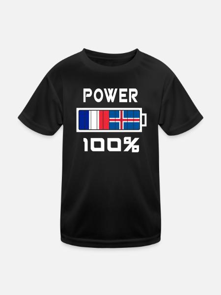 Island und Frankreich ernähren sich zu 100% - Kinder Funktions-T-Shirt - Schwarz - Vorne