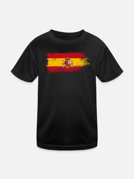 Wappen der spanischen Flagge Splash - Kinder Funktions-T-Shirt - Schwarz