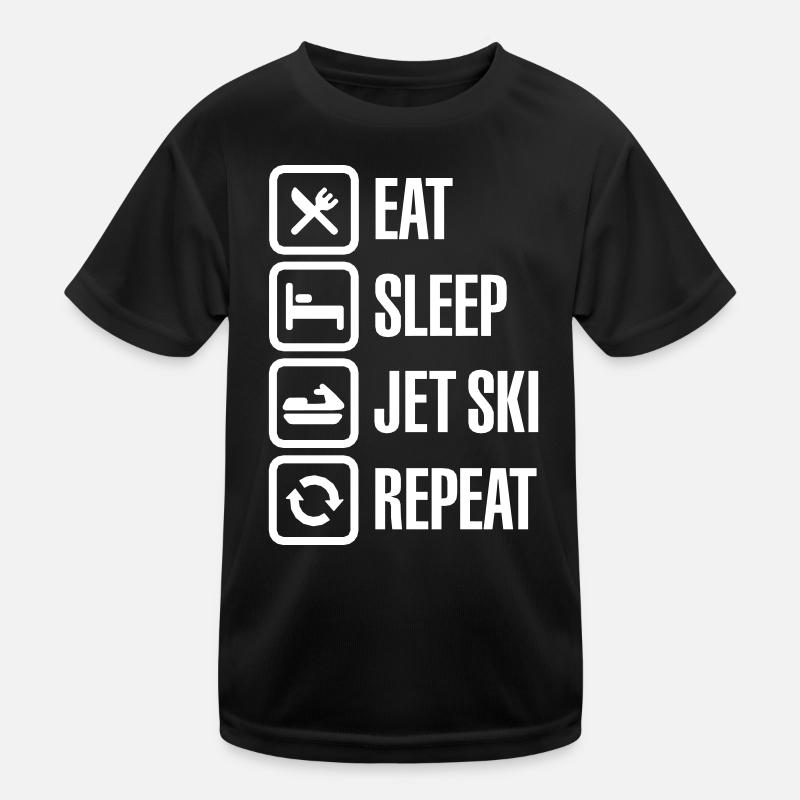 Jet-Boot Wassermotorräder Eat Sleep Jet Ski Repeat - Kinder Funktions-T-Shirt - Schwarz