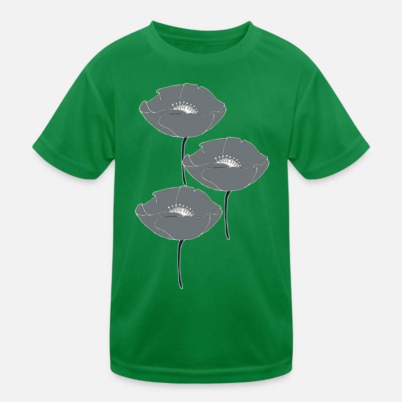 mohnblumen grau Kinder Funktions-T-Shirt