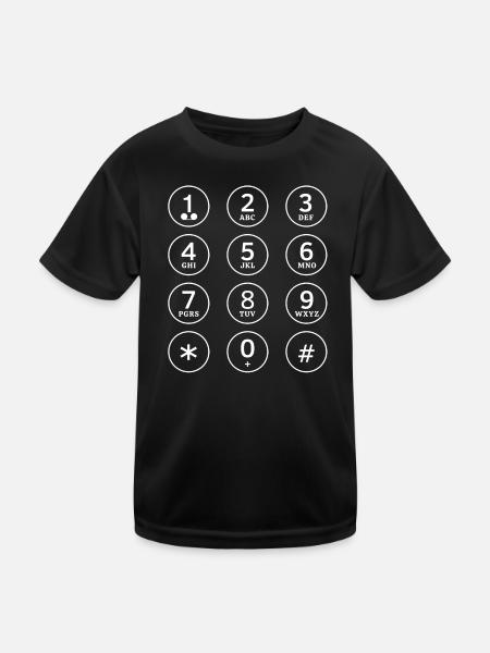 Telefon, Handy, Telefontastatur - Kinder Funktions-T-Shirt - Schwarz - Vorne