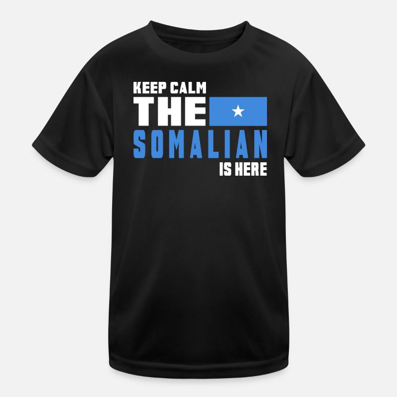 Keep Calm Somalia Flaggen Design - Kinder Funktions-T-Shirt - Schwarz