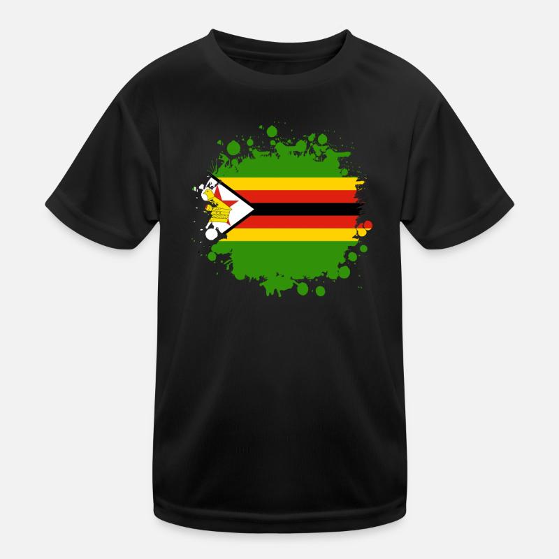 Zimbabwe flags blob - Kids Functional T-Shirt - black