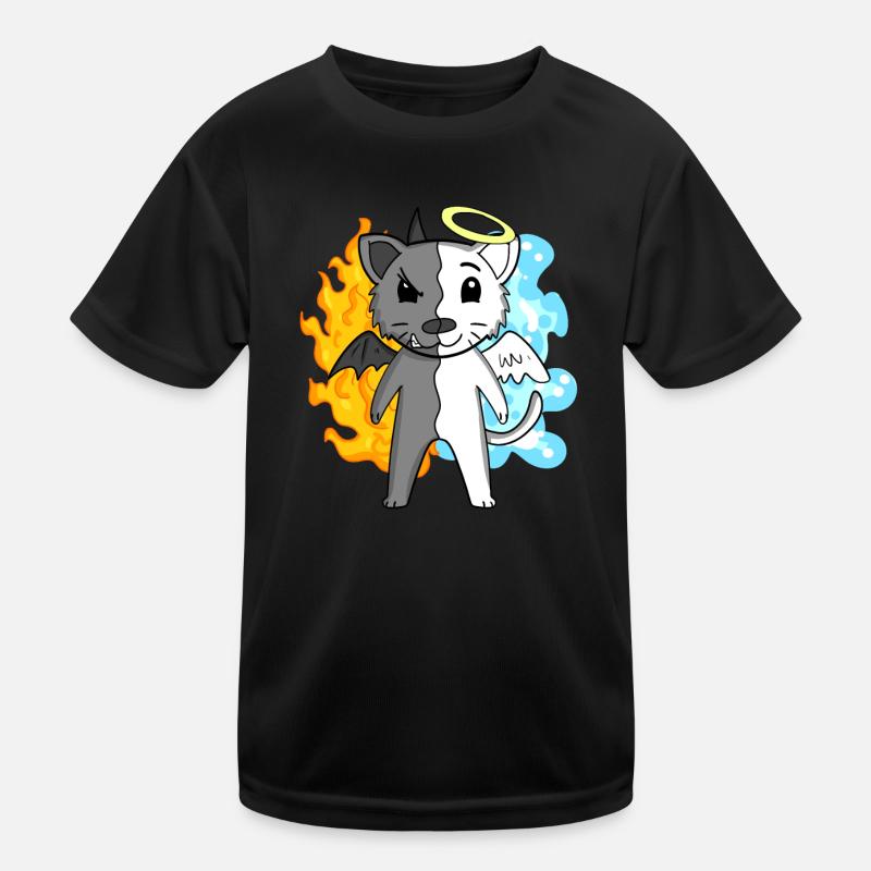 Katze Katzenrasse Bombay - Engel und Teufel Kinder Funktions-T-Shirt