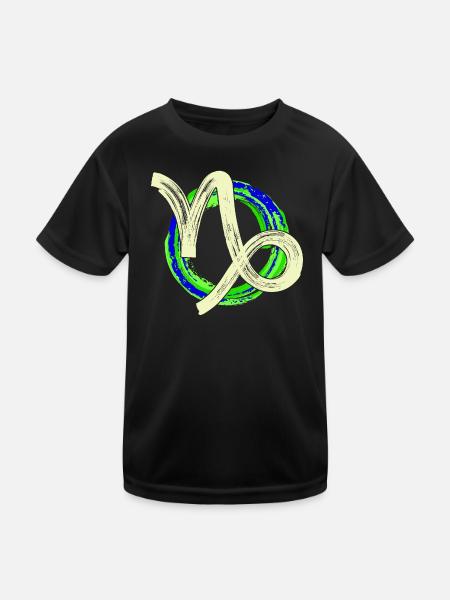 Astrologie Sternzeichen Steinbock Galaxie Esoterik - Kinder Funktions-T-Shirt - Schwarz - Vorne