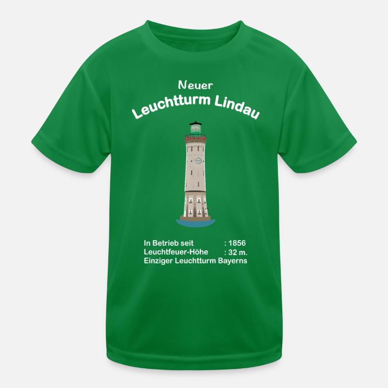 Lindau, Neuer Leuchtturm, Bodensee, Zeichnung Kinder Funktions-T-Shirt