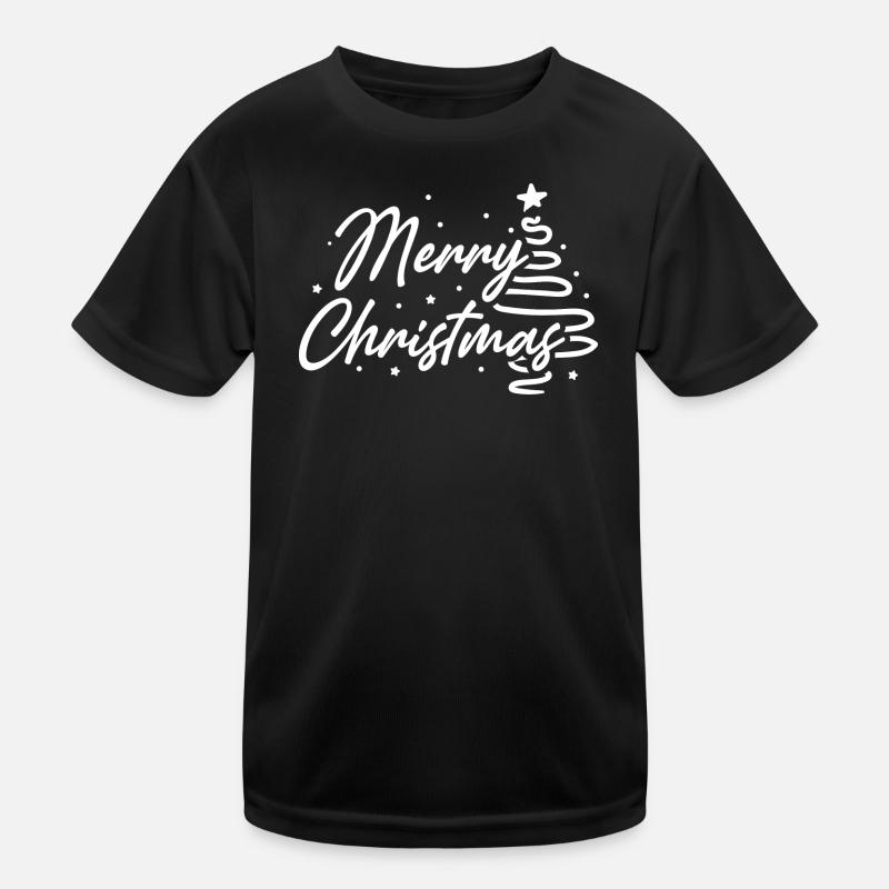 Joyeux Noël script arbre - T-shirt sport Enfant - noir