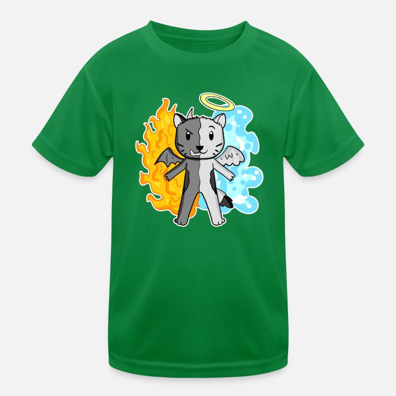 Katze Katzenrasse Devon Rex - Engel und Teufel Kinder Funktions-T-Shirt