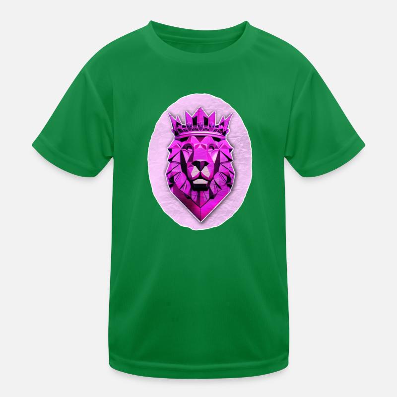 Geometrischer Löwe mit Magenta-Krone Kinder Funktions-T-Shirt