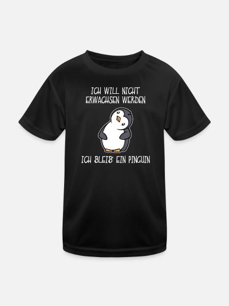Zoo Süß Tier Pinguin Statement Seevogel - Kinder Funktions-T-Shirt - Schwarz - Vorne