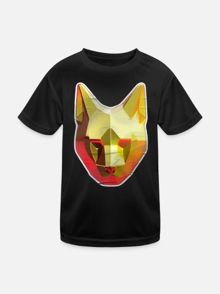 Cat Polygon in Gold - Kids Functional T-Shirt - black