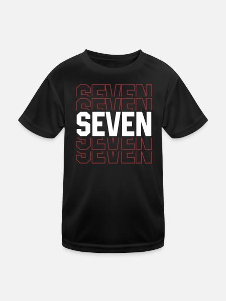 Seven Repeated Grid Emblem - Kids Functional T-Shirt - black - Front