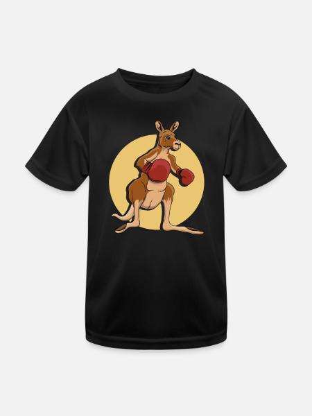 Känguru-Boxer - Kinder Funktions-T-Shirt - Schwarz
