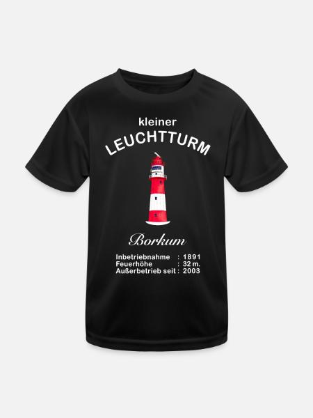 Insel Borkum, Wahrzeichen Kleiner Leuchtturm - Kinder Funktions-T-Shirt - Schwarz - Vorne