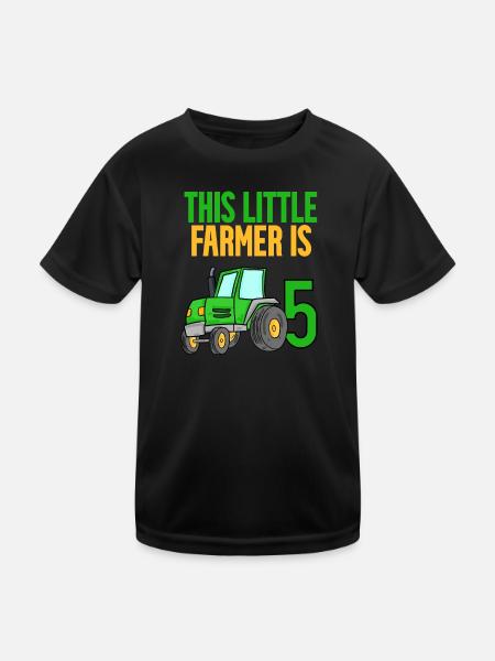 Farmer Farmer 5 years Boy 5th birthday son - Kids Functional T-Shirt - black - Front