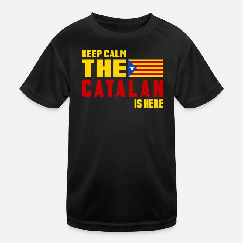 Keep Calm Katalonien Flaggen Design - Kinder Funktions-T-Shirt - Schwarz