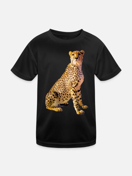 Gepardenporträt Goldene Flecken - Kinder Funktions-T-Shirt - Schwarz