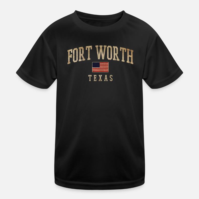 Fort Worth Texas Rustic Flags Kids Functional T-Shirt