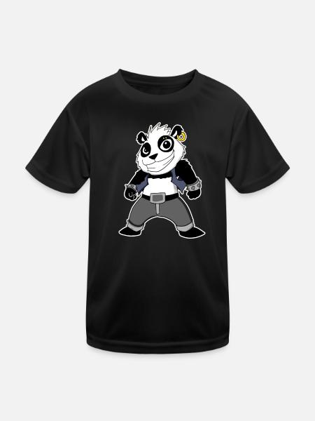 Cool Panda - Kinder Funktions-T-Shirt - Schwarz