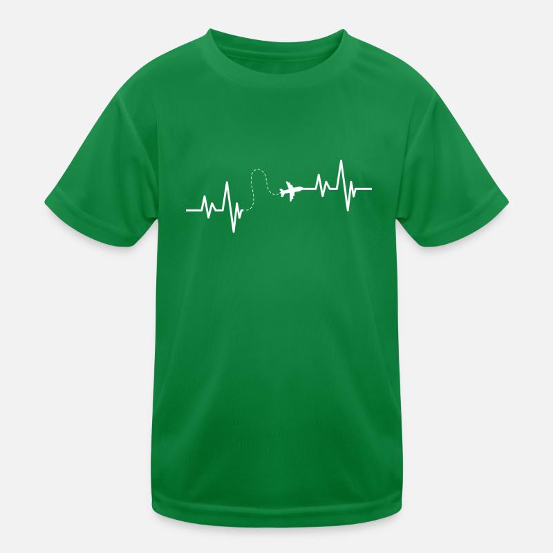 Flugzeug mit Herzschlag Kinder Funktions-T-Shirt